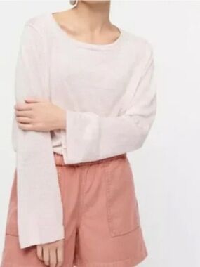 J Crew Sz S 100% Linen Thin Beach Travel Relaxed Fit Pullover Sweater Pink